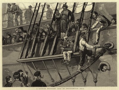 A German Emigrant Ship in Southampton Dock by Joseph Nash